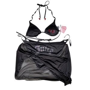 Juicy Couture Cherry Black 3 Piece Bikini NWT